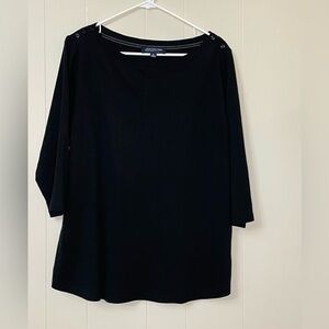 Jones New York Black Button-Shoulder Top